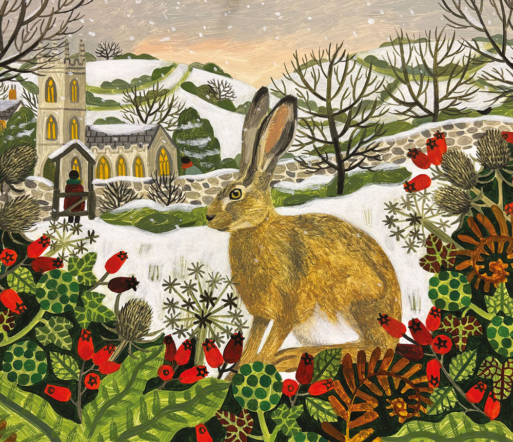 Hare and Owl Christmas cards – pack of eight