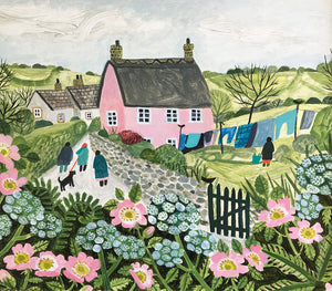 Pink Cottage and Dog Roses